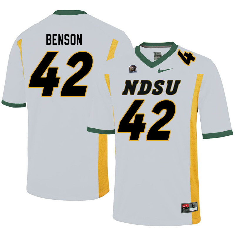 Men #42 Oscar Benson North Dakota State Bison College Football Jerseys Sale-White